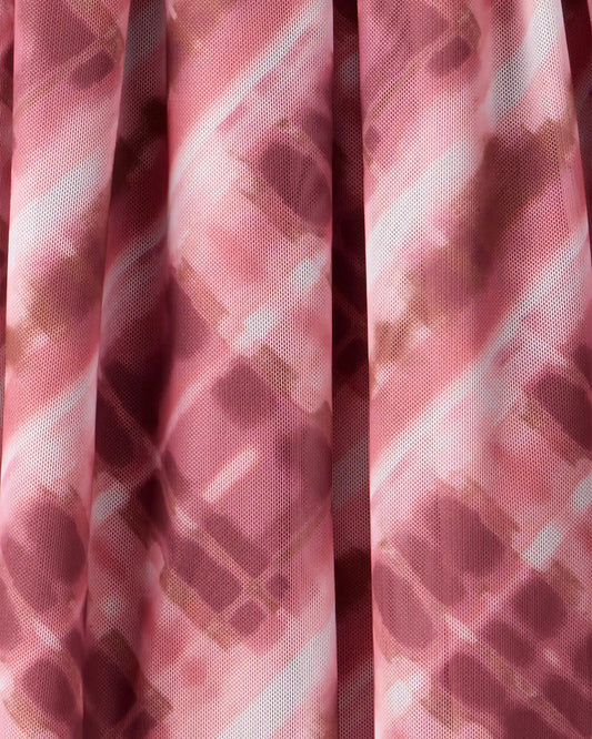 Girls Mesh Plaid Skirt - Pink