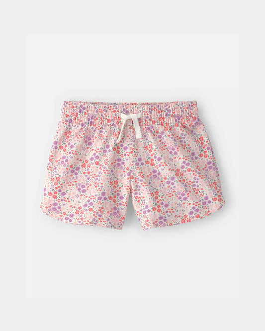 Girls Floral French Terry Shorts - Pink