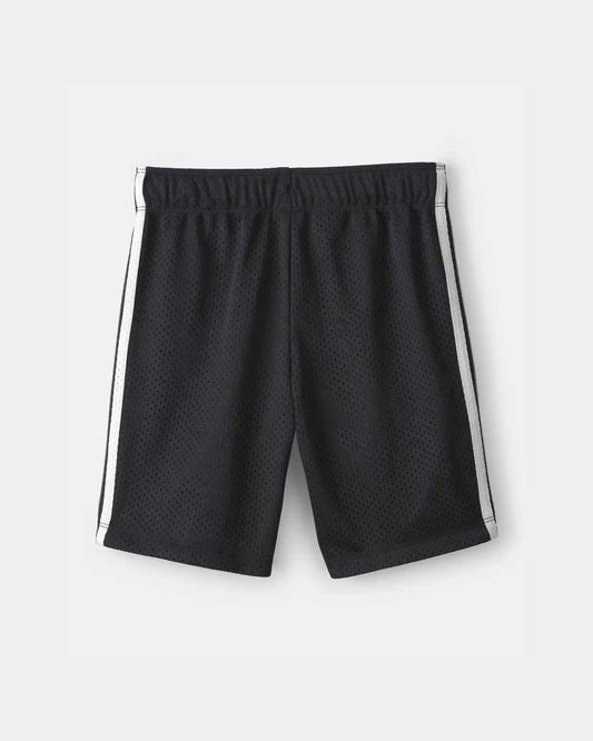 Boys Striped Mesh Active Shorts - Black