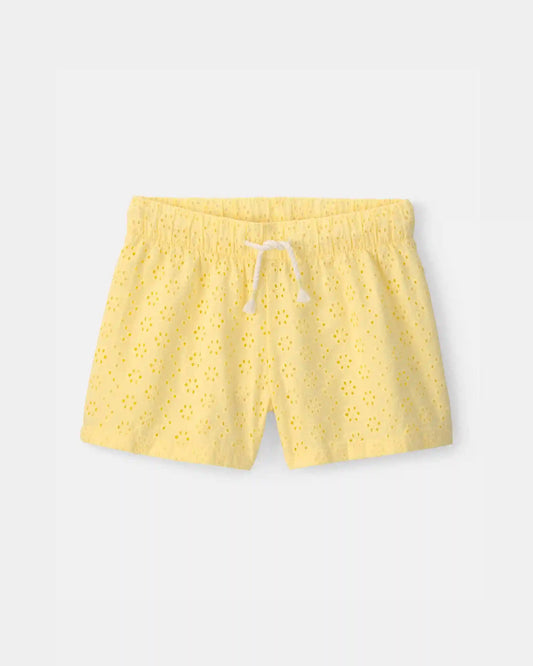Girls Eyelet Shorts - Yellow