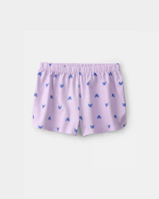 Girls Butterfly Short-Sleeve Loose Fit 2-Piece Pajama Set - Purple