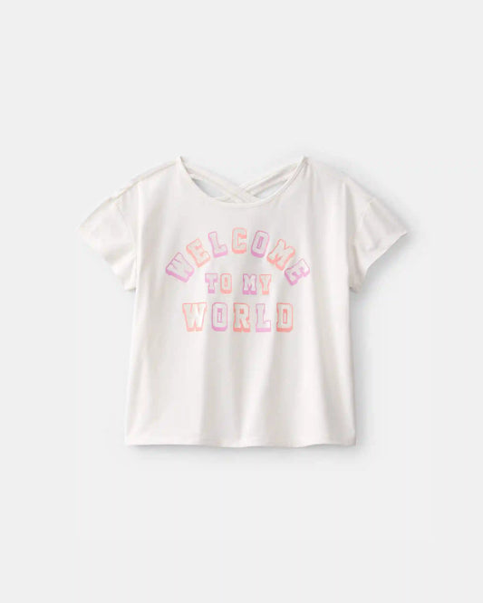 Girls 'Welcome to My World' Active Top - White