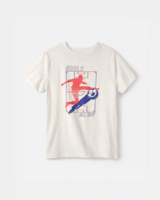 Kids Soccer Goals Graphic Tee - Cream