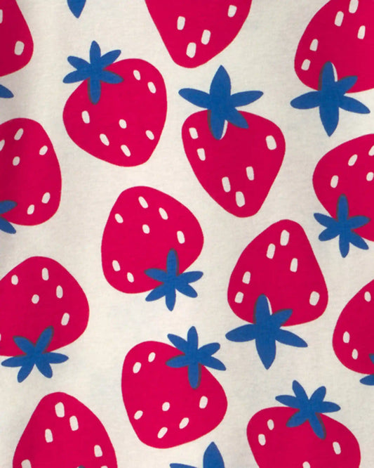 Girls Fruit 100% Cotton 4-Piece Pajama Set - Red/Blue