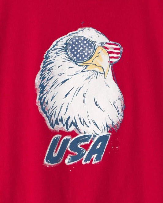 Kids Fourth Of July Eagle Graphic Tee - Red