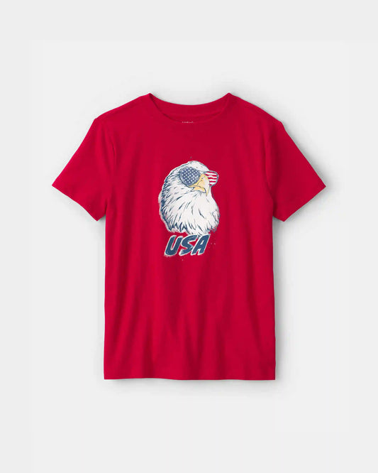 Kids Fourth Of July Eagle Graphic Tee - Red