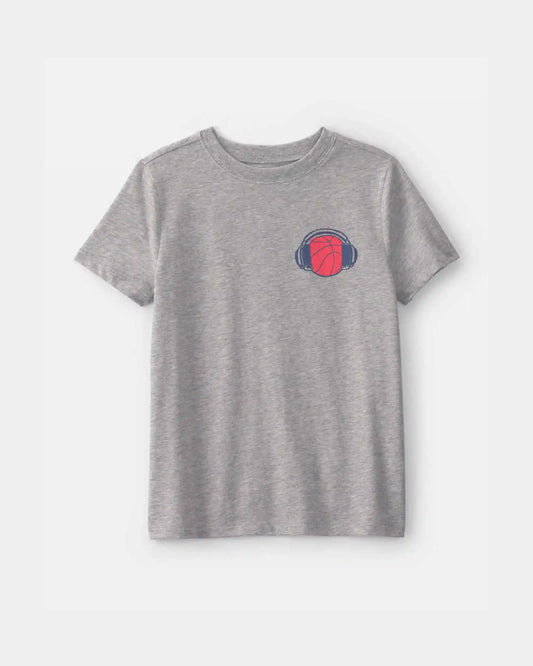 Boys 'Streetball' Basketball Graphic Tee - Grey