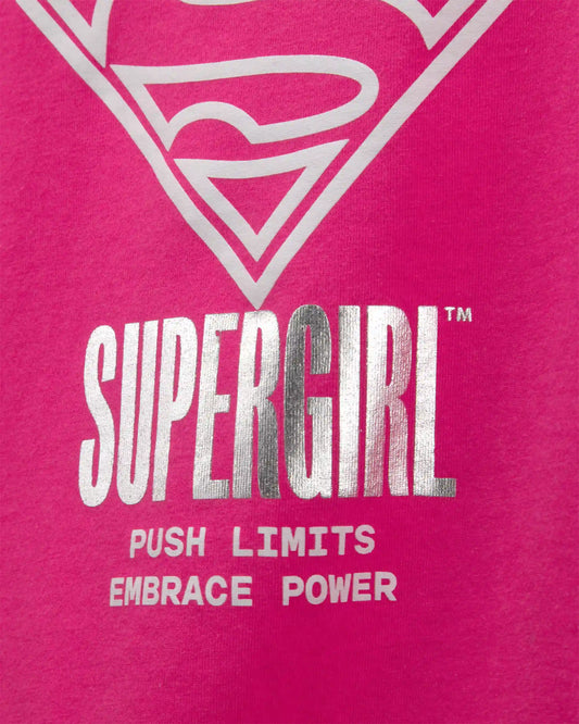 Girls Supergirl Graphic Tee - Pink