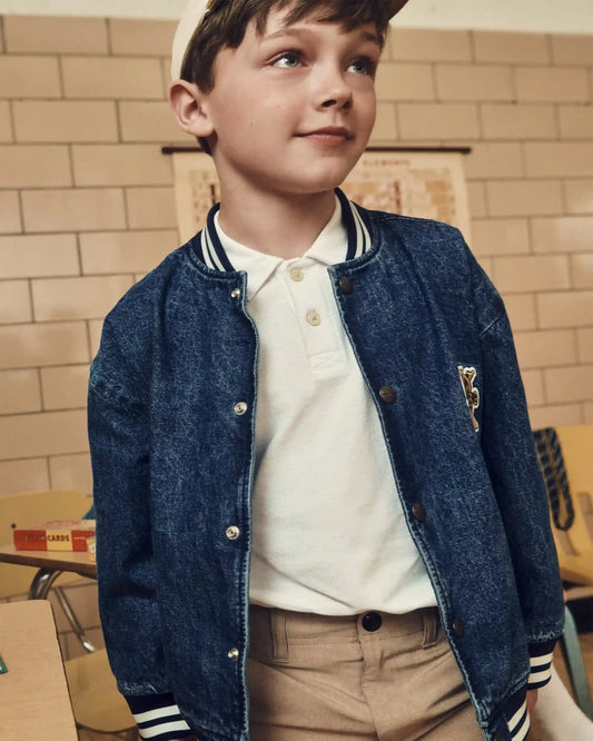 Boys Uniform Piqué Long-Sleeve Polo Shirt - White