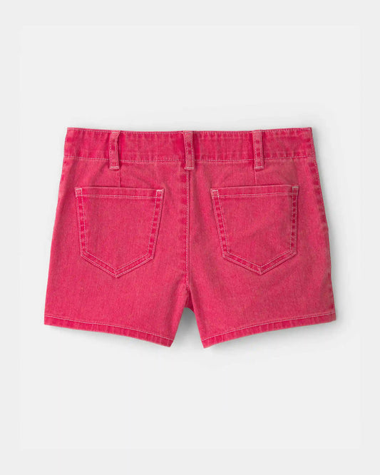 Girls Stretch Twill Shorts - Red