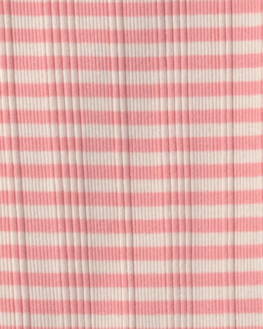 Girls Stripe Ribbed Tee - Pink