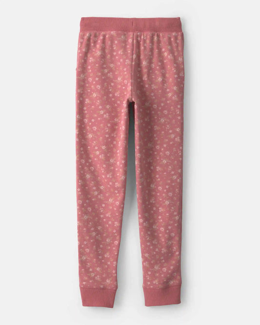Girls Floral Drawstring Knit Joggers - Pink