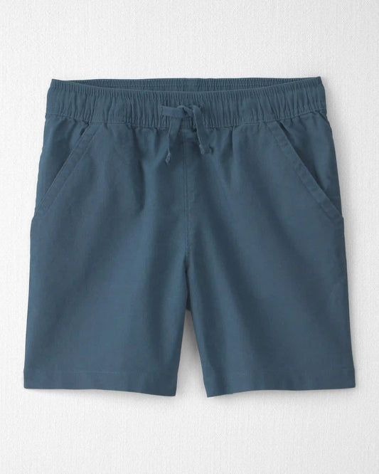 Boys 2-Piece Linen Top & Short Set Made with Organic Cotton in in Blue Hibiscus