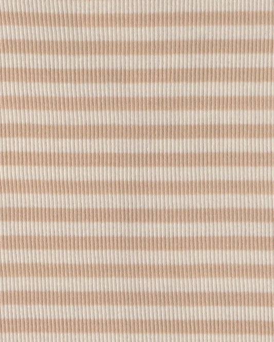 Girls Stripe Ribbed Top - Brown/Ivory