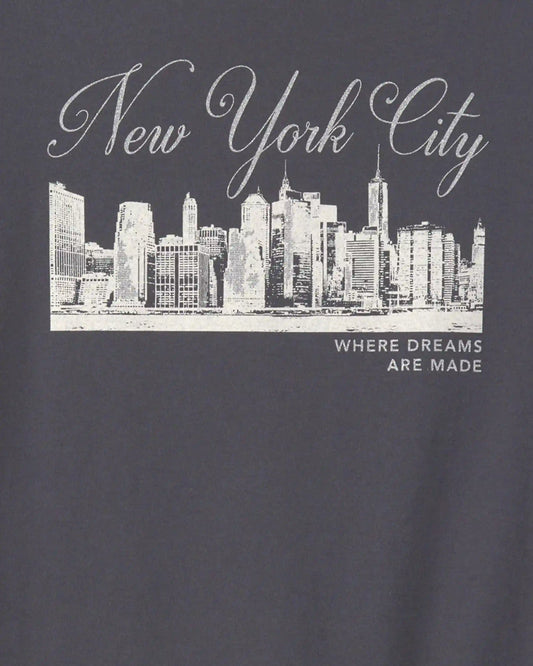 Girls 'New York City' Graphic Tee - Grey