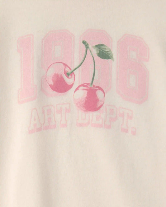 Girls Cherry Graphic Tee - Cream