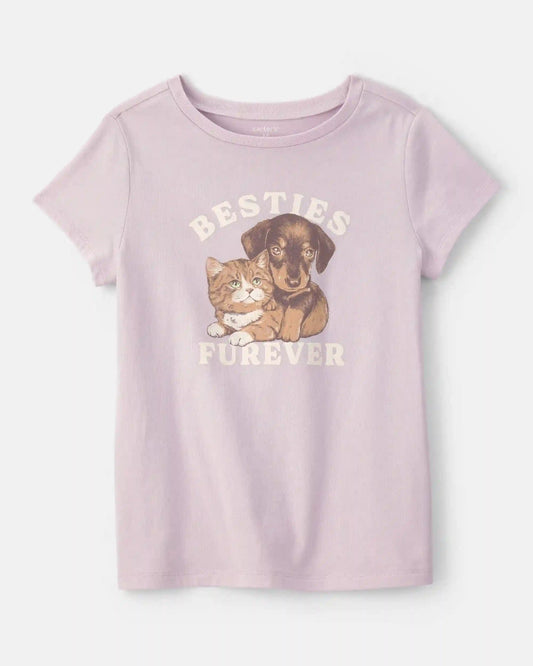Girls 'Besties Furever' Graphic Tee - Purple