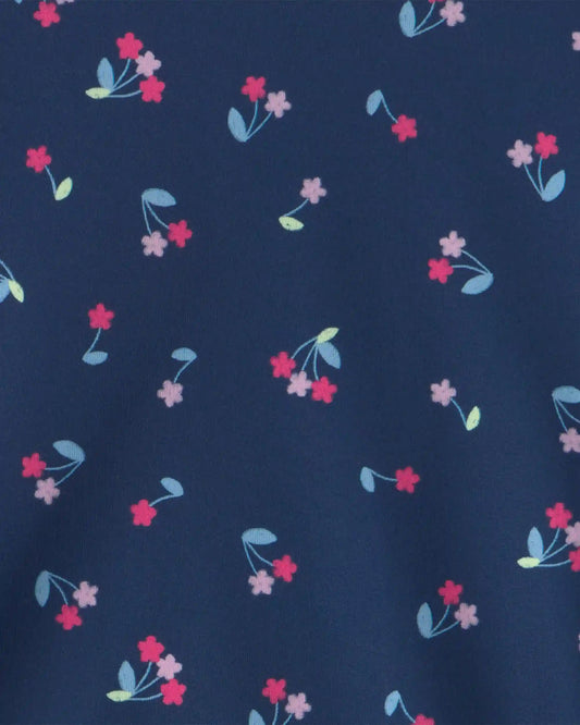 Girls Floral Active Tank Top - Navy