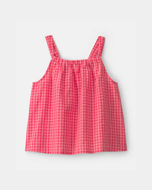 Girls Gingham Tank Top - Pink