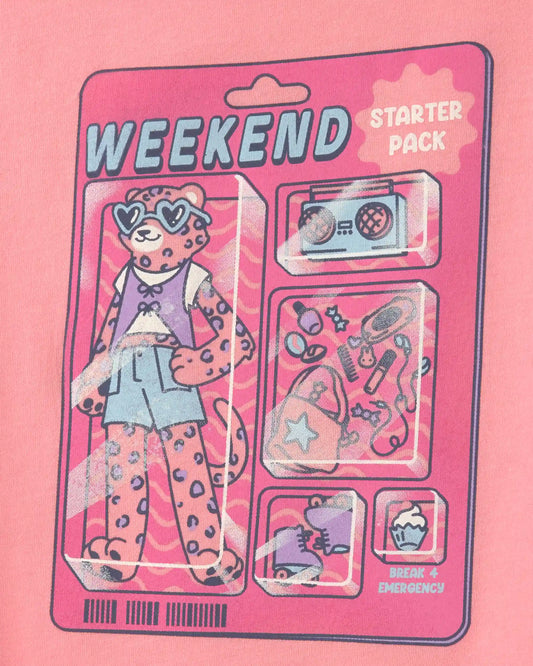 Girls 'Weekend Starter Pack' Graphic Tee - Pink
