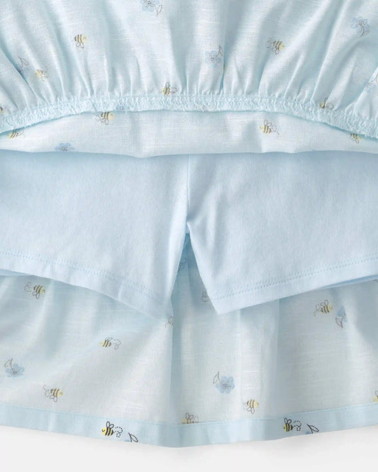 Girls 2-Piece Bee Long-Sleeve Top & Skort Set - Blue