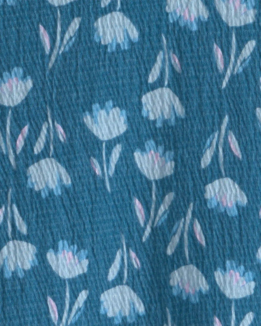 Girls Floral Short-Sleeve Top - Navy Blue
