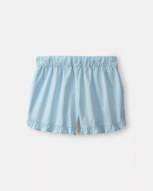 Girls Ruffle-Trim Shorts - Blue