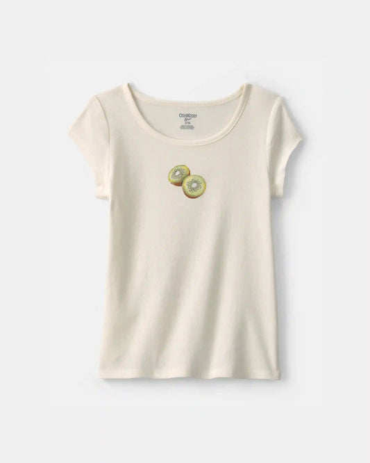 Girls Kiwi Ribbed Tee - Ivory