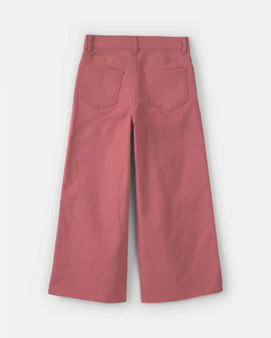 Girls Cropped Wide-Leg Pants - Red