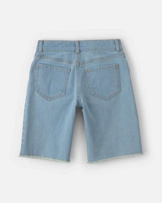 Girls Floral Denim Shorts - Medium Wash