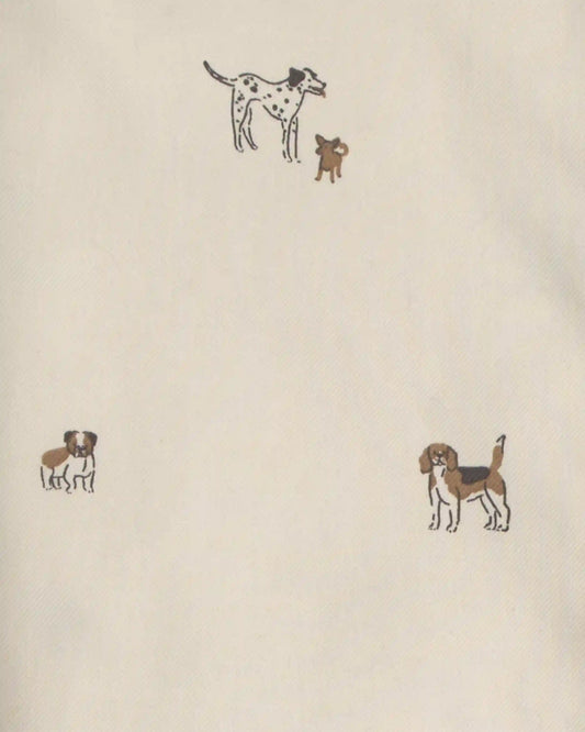 Boys Dog Long-Sleeve Button-Down Shirt - Cream