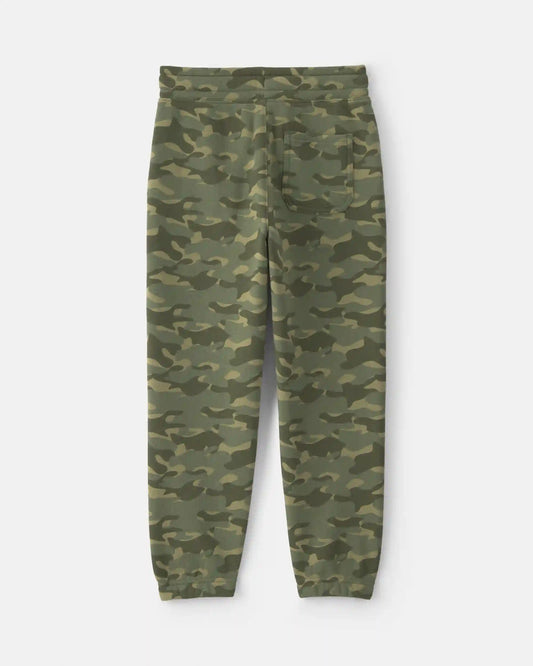 Boys Camo Fleece Joggers - Olive Green