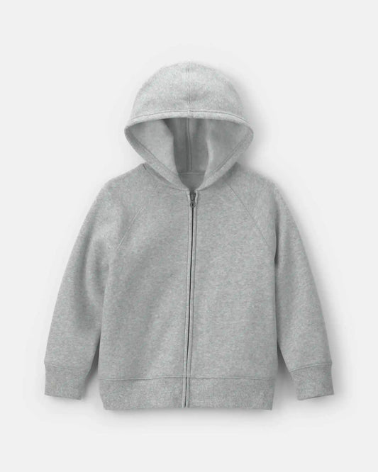 Boys Fleece Zip-Up Hoodie - Grey