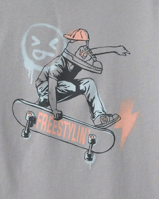 Boys Skateboarder Long-Sleeve Graphic Tee - Grey
