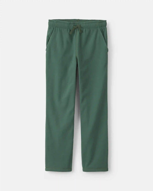 Boys Fleece Wide-Leg Pants - Olive Green