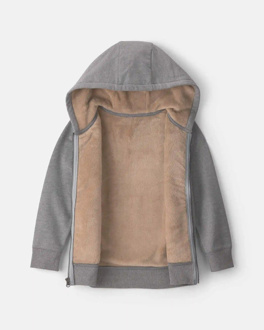 Boys Fleece Zip-Up Hoodie - Grey