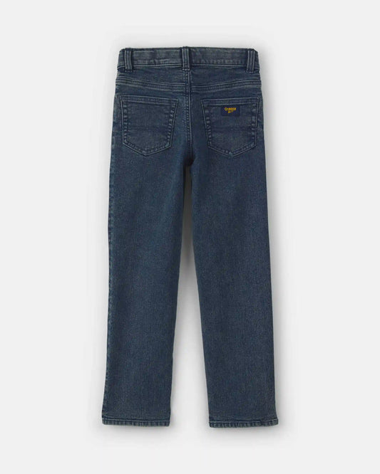 Boys Patched Denim Straight Jeans - Medium Wash