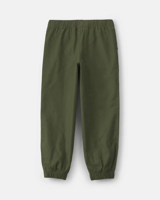 Boys Twill Joggers - Olive Green