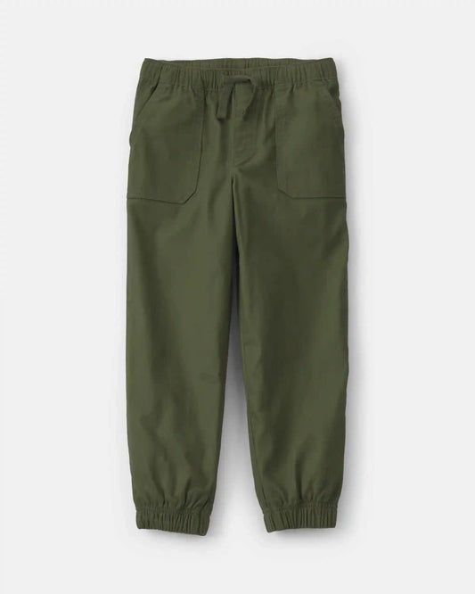 Boys Twill Joggers - Olive Green