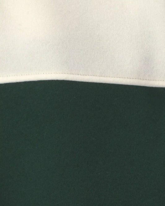 Boys Color Block Fleece Quarter-Zip Pullover Sweatshirt - Dark Green/Cream
