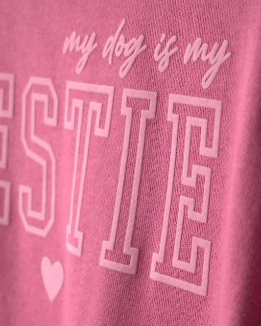 Girls 'Bestie' French Terry Top - Pink