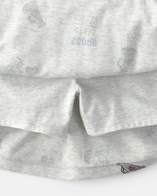 Girls 'Go Team' Cotton Skort - Grey