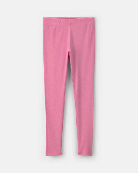 Girls Pull-On Stretch Rib Leggings - Pink