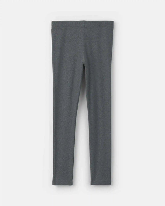 Girls Pull-On Stretch Rib Leggings - Grey