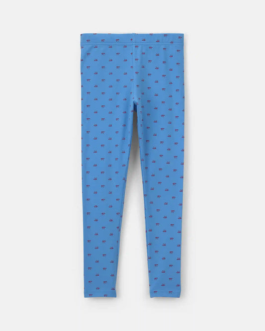 Girls Bow Pull-On Stretch Leggings - Blue