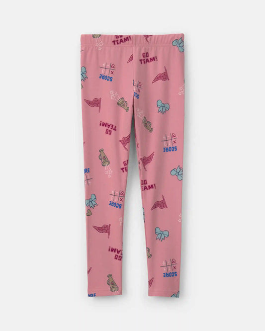 Girls School Spirit Pull-On Stretch Leggings - Pink