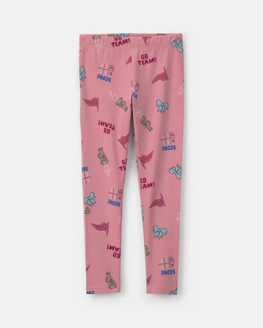 Girls School Spirit Pull-On Stretch Leggings - Pink