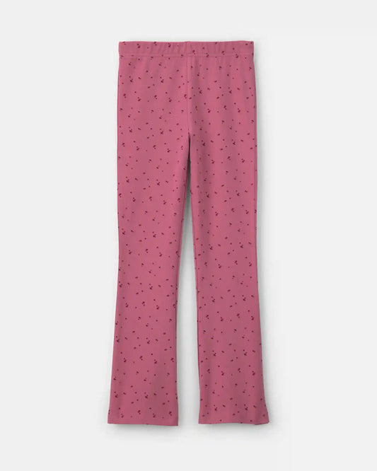 Girls Heart Cotton Pull-On Stretch Flare Leggings - Pink