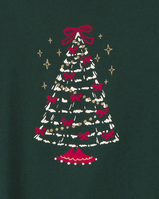 Girls Christmas Tree Long-Sleeve Graphic Tee - Green