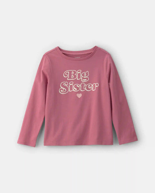 Girls 'Big Sister' Long-Sleeve Graphic Tee - Pink